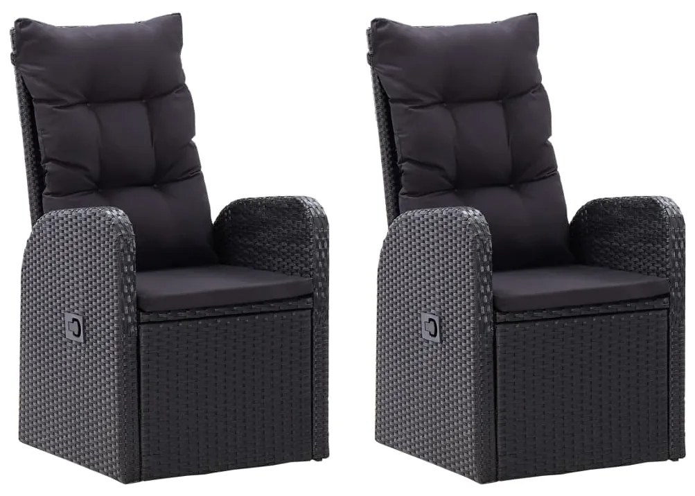 Set da pranzo da giardino 7 pz con cuscini nero