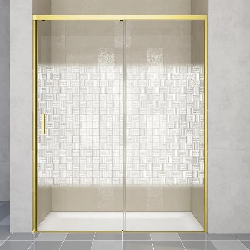 Porta doccia scorrevole L 118-119.5 cm x H 200 cm per nicchia in vetro smerigliato SP. 6 mm, profilo dorato, serie Jazz