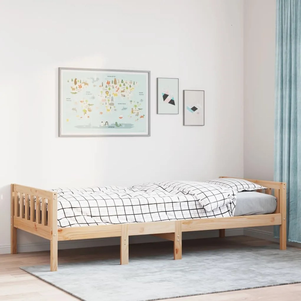 Letto Per Bambini Senza Materasso 90x190 Cm Legno Massello Pino /