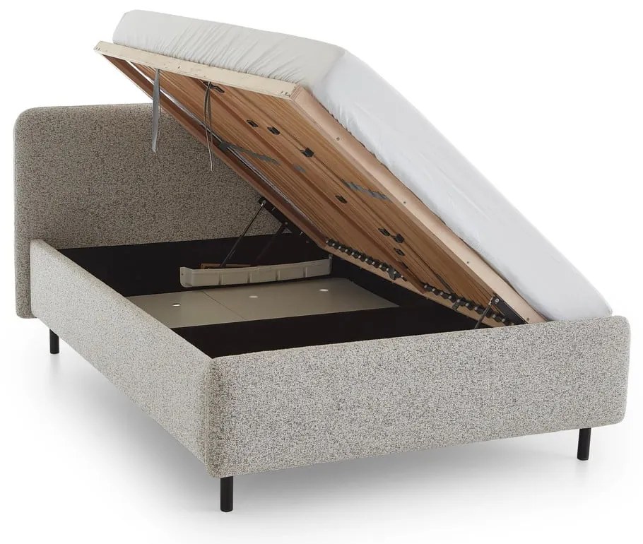 Letto matrimoniale imbottito beige con contenitore con rete inclusa 180x200 cm Primo – Meise Möbel