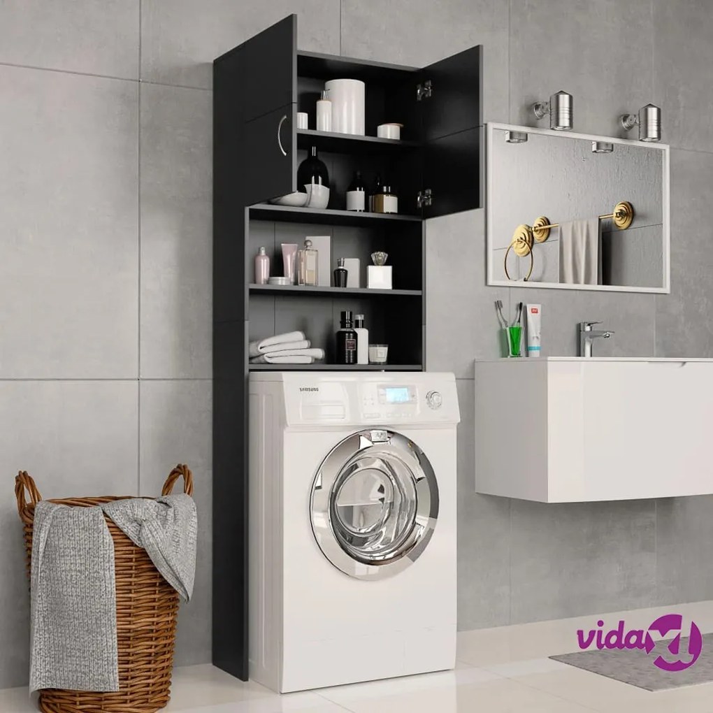 vidaXL Mobile per Lavatrice Nero 64x25,5x190 cm in Multistrato