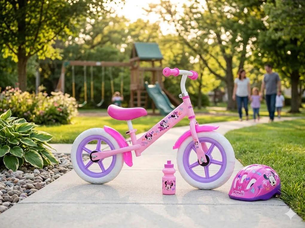 Balance Bike Bicicletta Senza Pedali per Bambini 12" Licenza Disney Minnie Rosa...