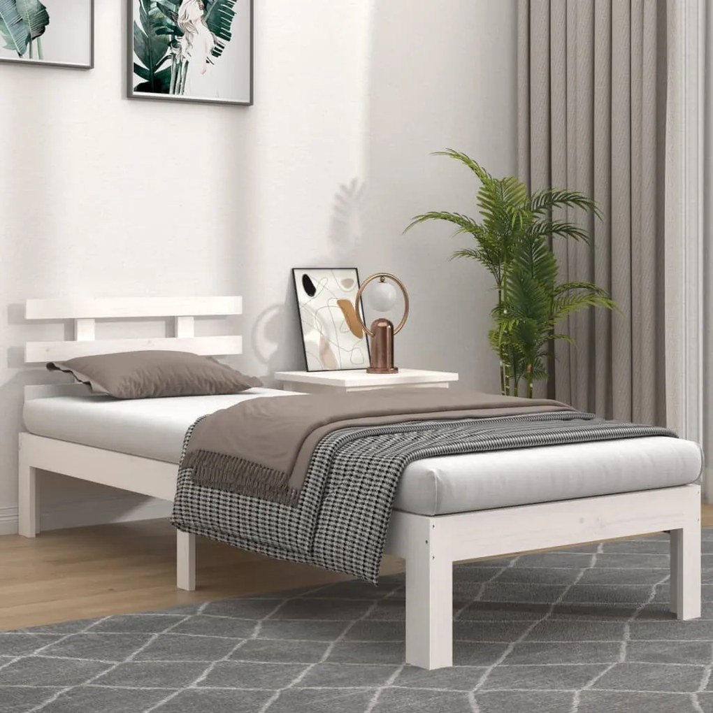 Giroletto Bianco İn Legno Massello 75x190 Cm Small Single /