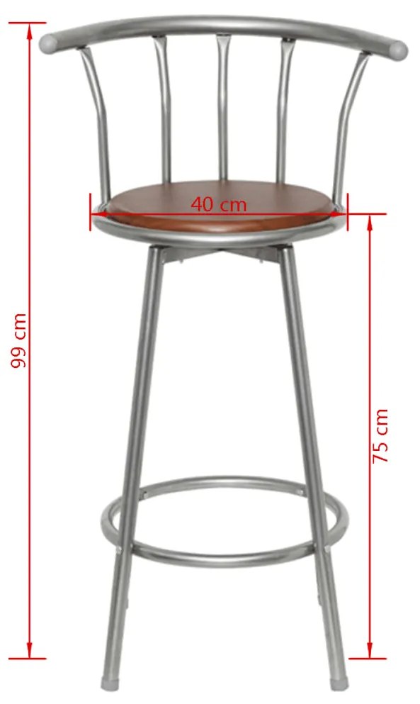 Sgabelli da Bar Set 2 pz in Acciaio Marroni