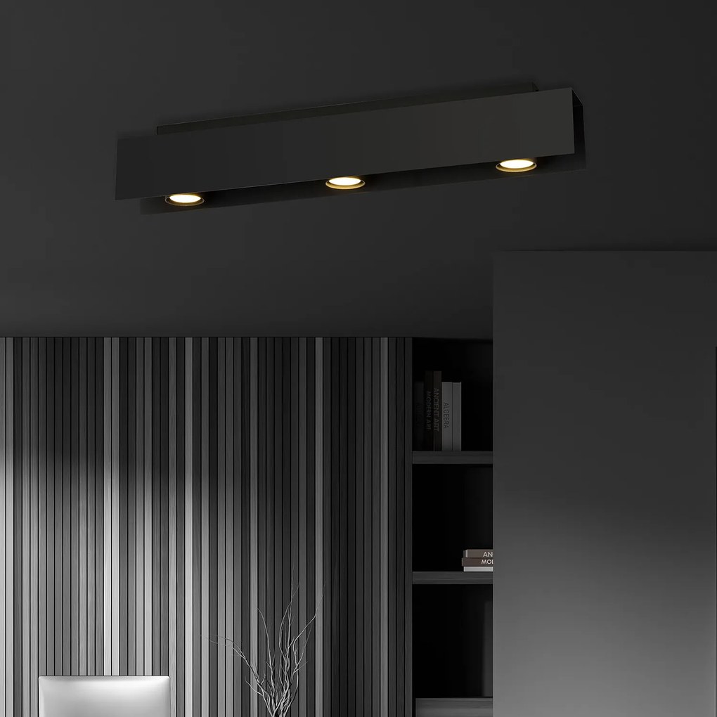 Plafoniera Moderna 3 Luci Cassiopea In Acciaio Nero