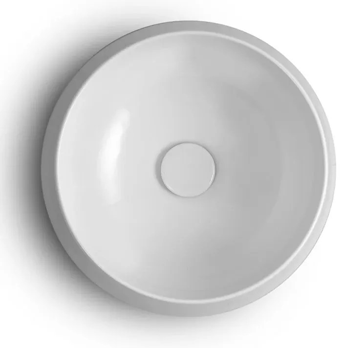 Lavabo da appoggio in ceramica bianco lucido tondo 42 cm Aris