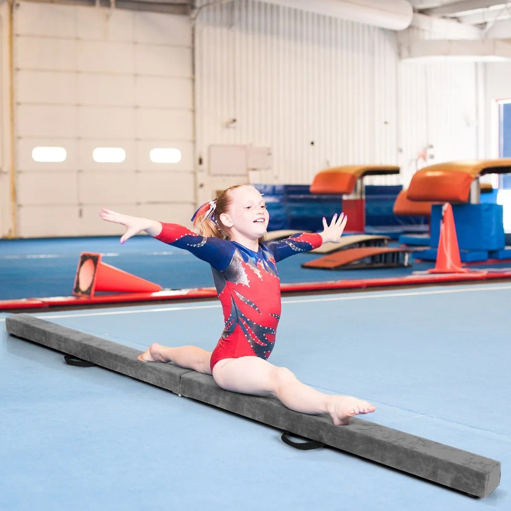 Costway Trave da ginnastica pieghevole 210 cm con solida base di legno, Trave di equilibrio portatile con maniglie 7 Colori