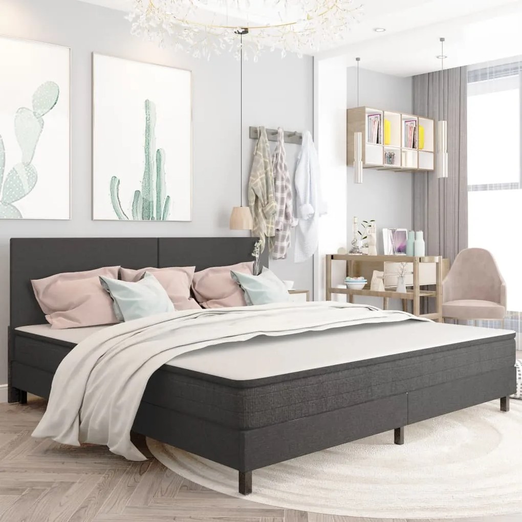 Letto A Molle Grigio İn Tessuto 200x200 Cm /