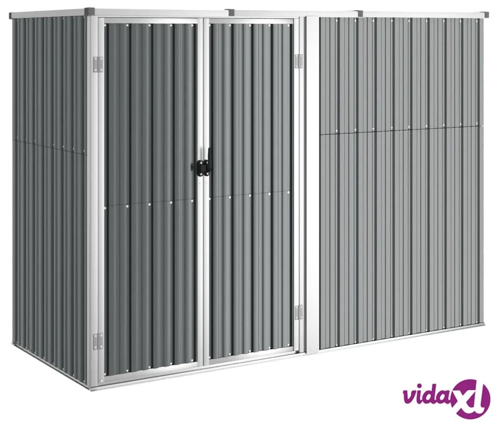 vidaXL Capanno per Attrezzi Grigio 225x89x161 cm in Acciaio Zincato