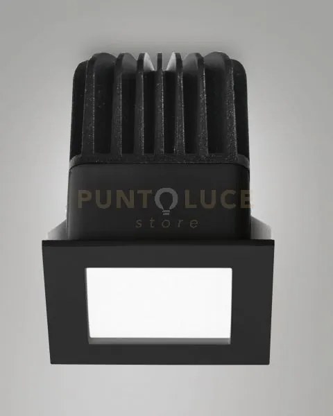 Quito faretto incasso quadro nero 6,2x6,2cm c/dri 12w 3000k 1150lm