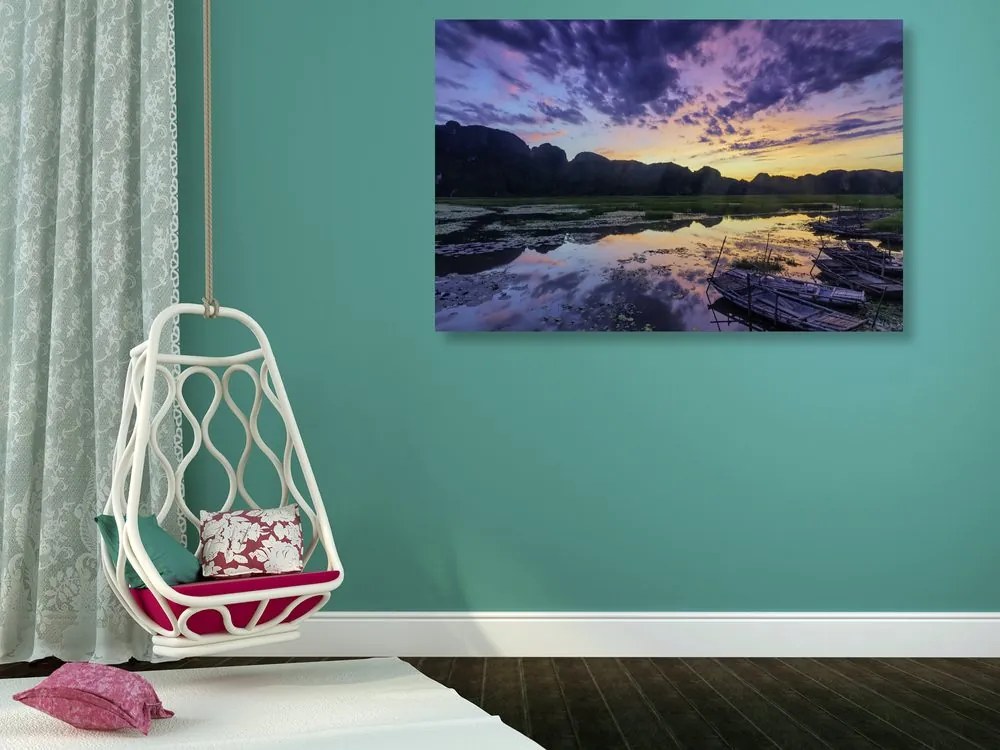 Stampa su tela – Tramonto romantico sulle montagne