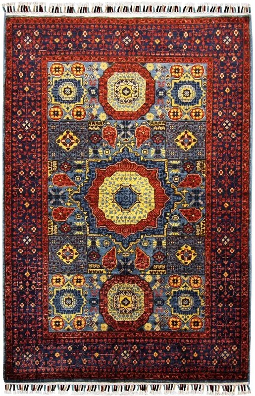 Mamluk Tappeto 100x150 Blu (Afghanistan) Annodato A Mano