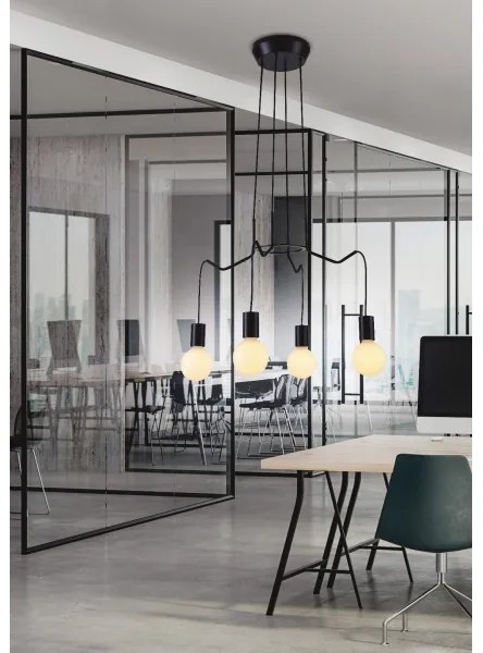 Lampadario a sospensione con filo BASSO 4xE27/40W/230V nero