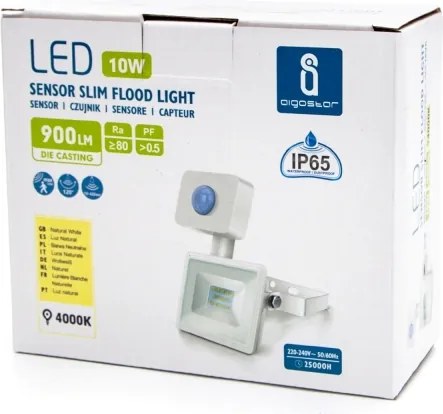 Aigostar - Proiettore LED con sensore LED/10W/230V 4000K IP65 bianco
