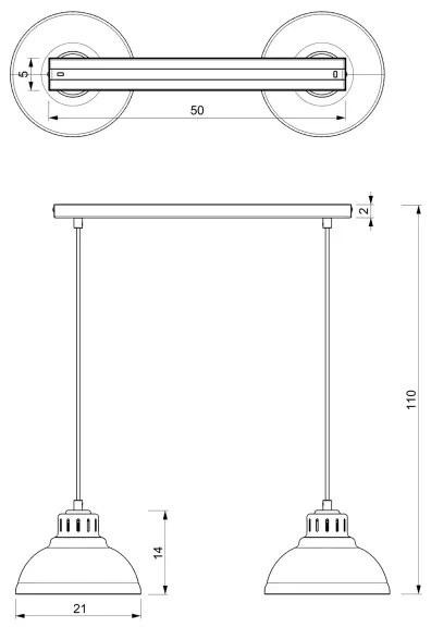Lampadario a sospensione con filo SVEN 2xE27/15W/230V ottone