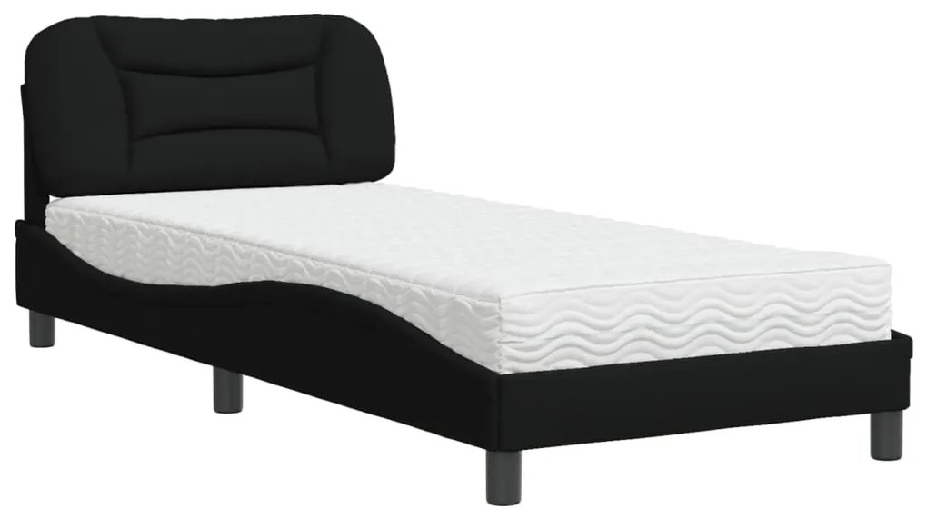 Letto con materasso nero 90x200 cm in tessuto