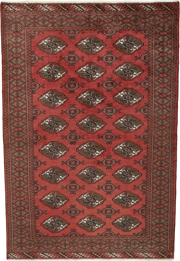 Turkmen Tappeto 190 x 130 Rosso (Iran) Annodato A Mano