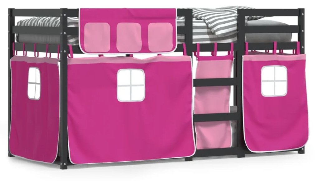 Letto A Castello Senza Materasso Rosa 90x200 Cm Legno Di Pino /