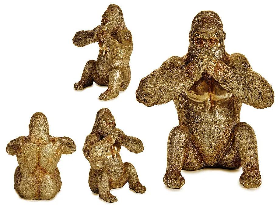 Statua Decorativa Gorilla Dorato Resina (11 x 18 x 16,2 cm)