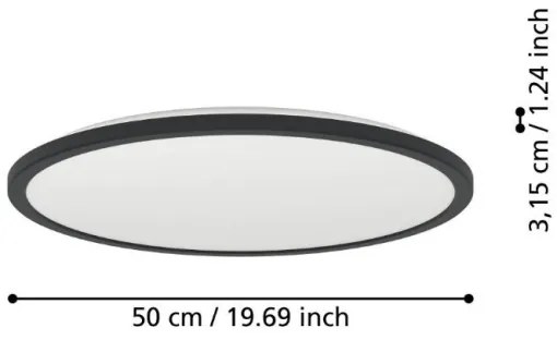 Eglo 901441 - Plafoniera LED da esterno ROVITO 16,8W/230V diametro 50cm IP44 nero