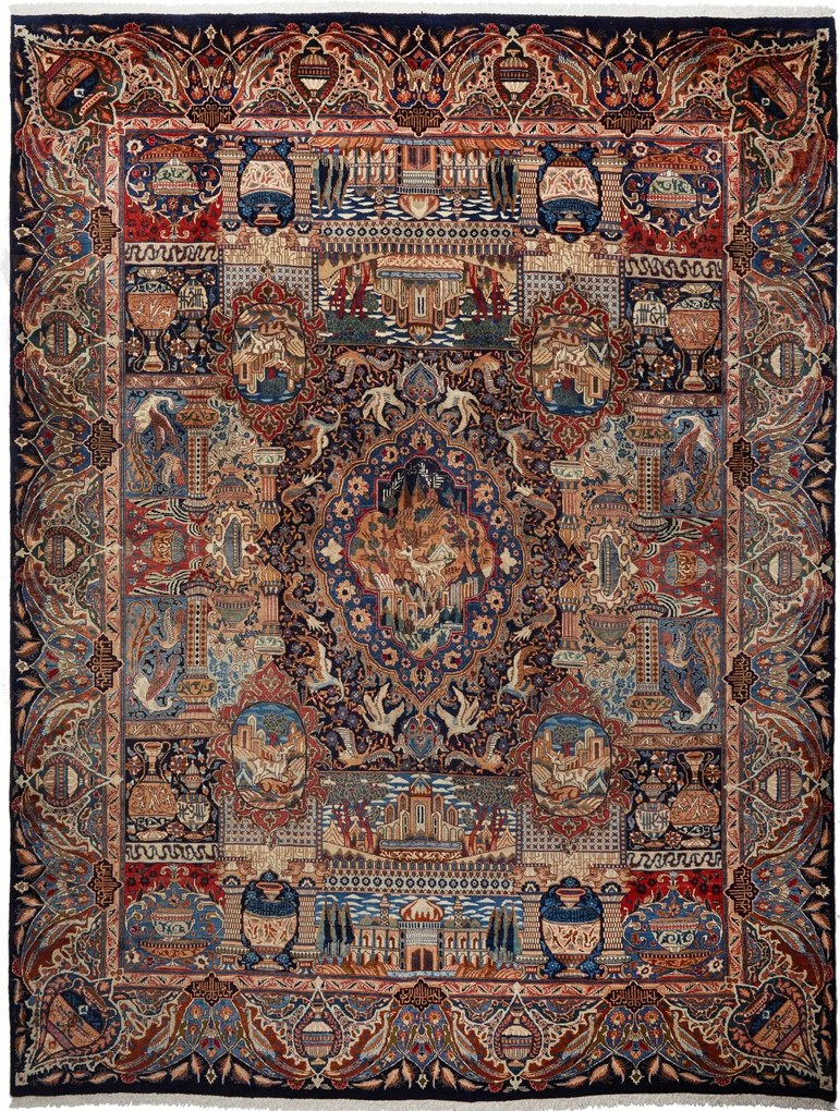 Kashan Tappeto 380 x 300 (Iran) Annodato A Mano