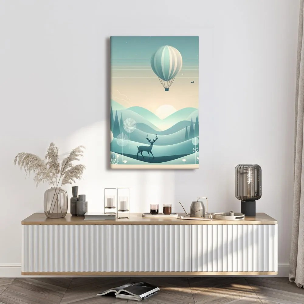 Quadro su tela – Cervo in paesaggio blu