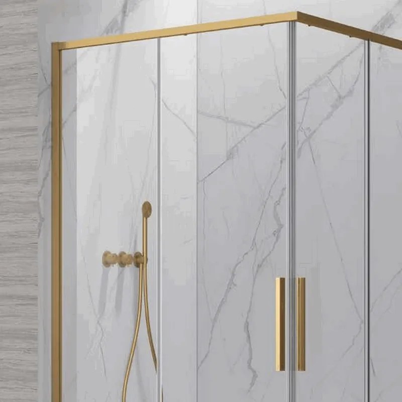 Box doccia 80x80cm angolare porte scorrevoli finitura oro| KLA1000R - KAMALU