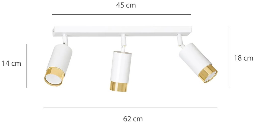 Lampadario da Soffitto in Acciaio HIRO 3 Nero Oro 3xGU10