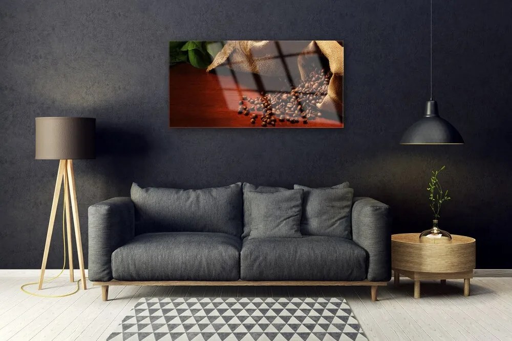 Quadro vetro Cucina a chicchi di caffè 100x50 cm 2 appendini