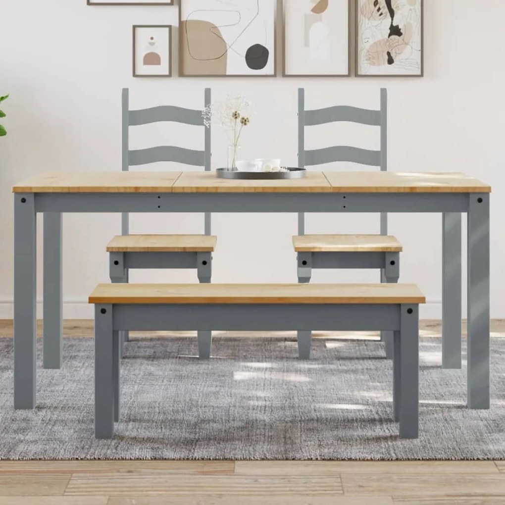 Tavolo Da Pranzo Panama Grigio 160x80x75 Cm Legno Massello Pino /