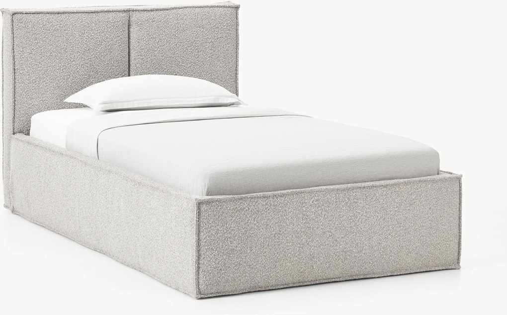 Letto singolo imbottito in bouclé con contenitore Dream