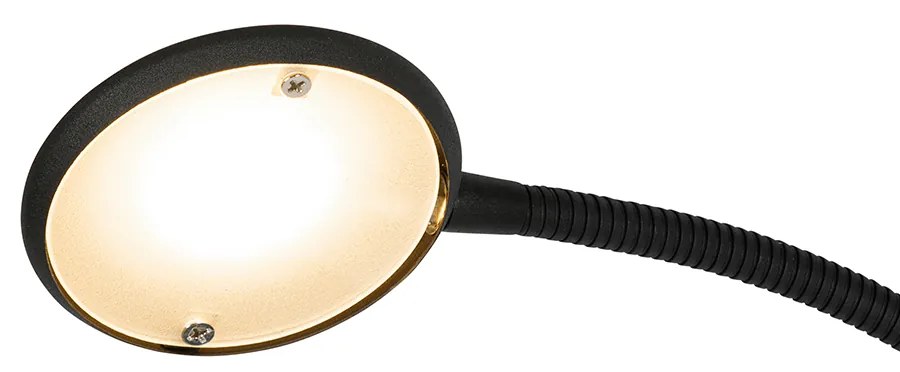 Lampada da terra nera con LED e dimmer con luce di lettura - Fez