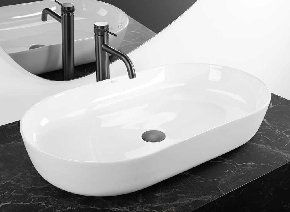 Lavabo da appoggio in ceramica CLEO 71 White-REA