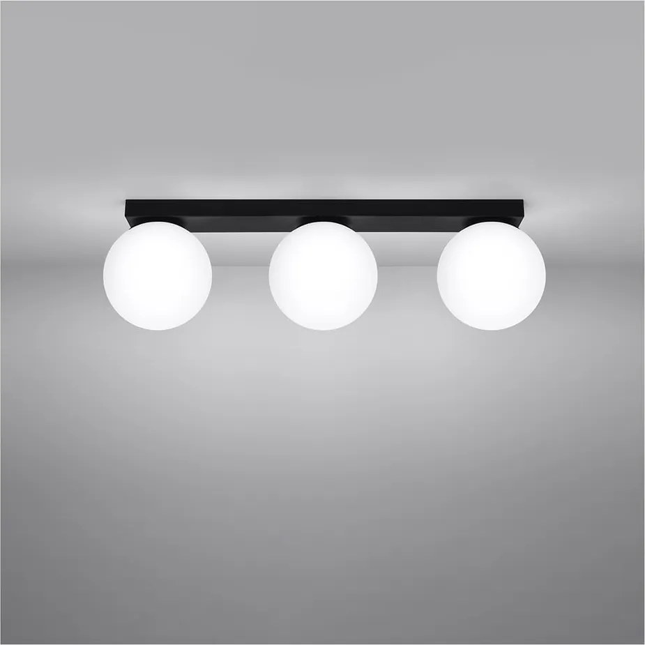 Lampada da soffitto nera con paralume in vetro ø 12 cm Umerta - Sollux