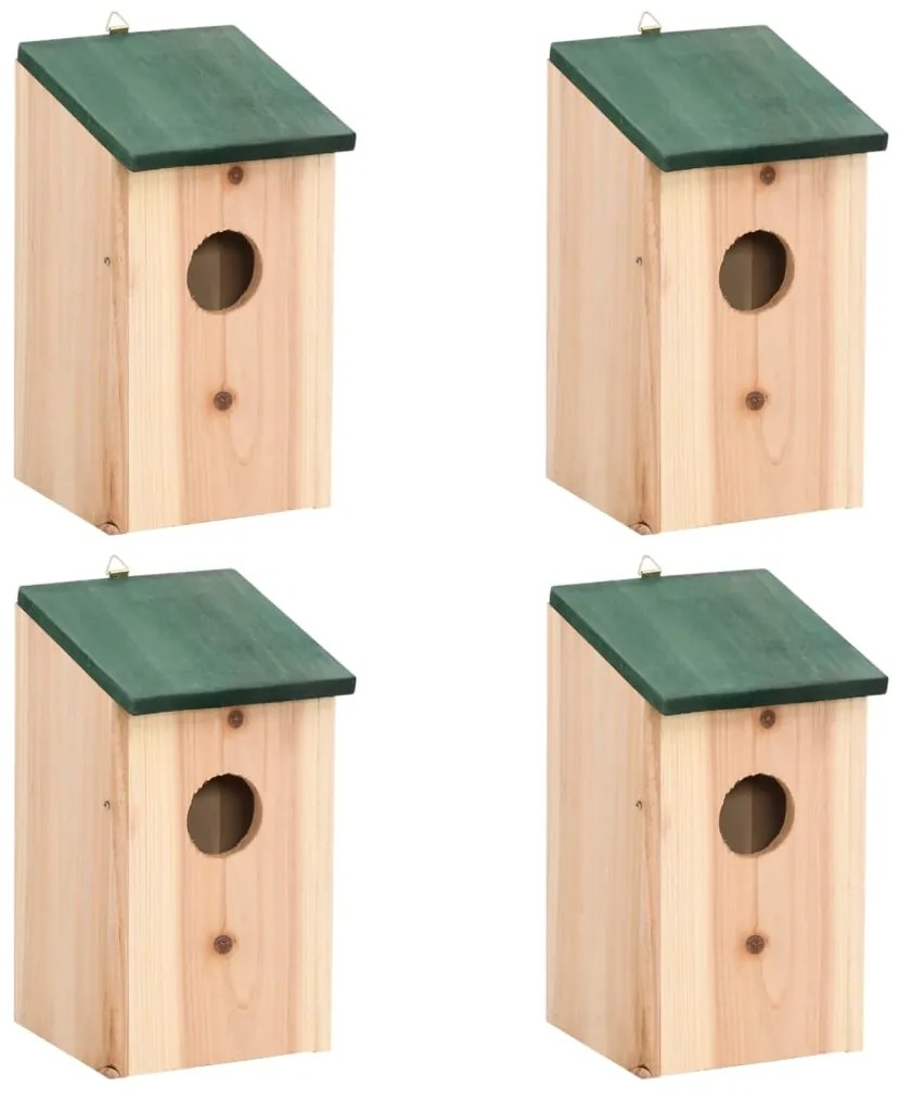 Casette Per Uccelli 4 Pz İn Legno 12x12x22 Cm /