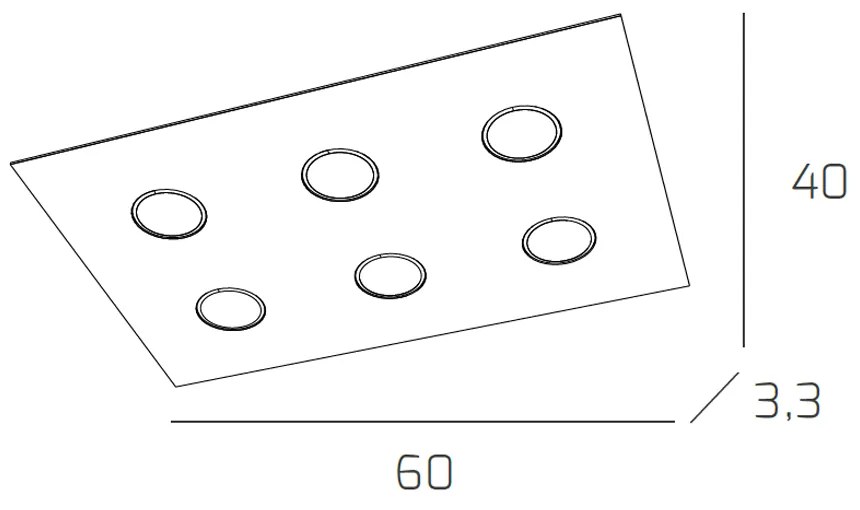 Plafoniera Moderna Rettangolare Path Vetro Foglia Argento 6 Luci Gx53