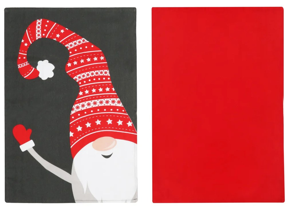 Set 2 strofinacci gnomi Natale grigio scuro e rosso