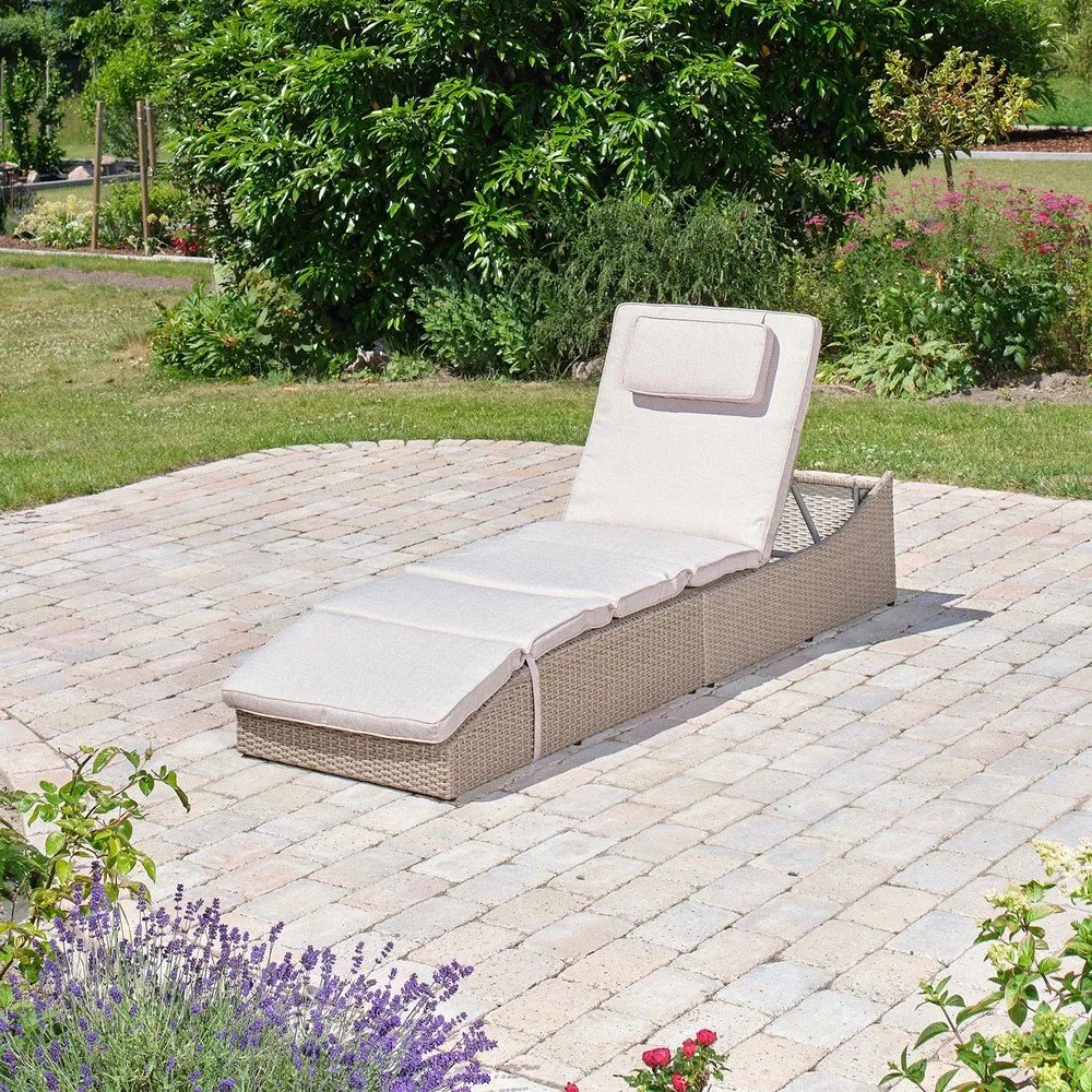 Lettino da giardino in rattan bianco/beige Akland - Bonami Selection