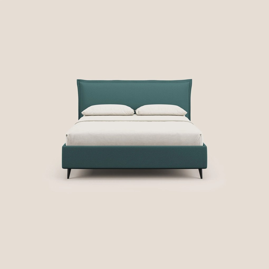 Hans letto contenitore imbottito minimal in tessuto simil cotone impermeabile T19 petrolio