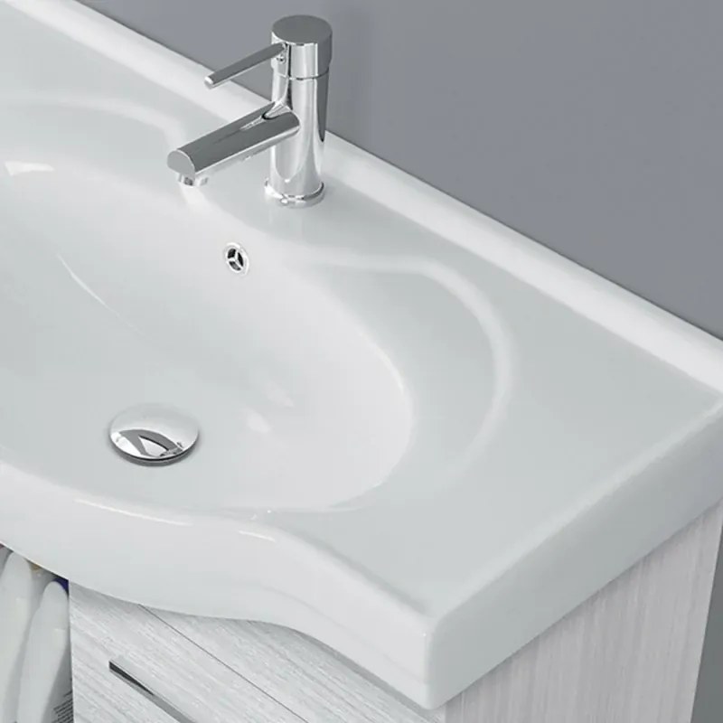 Mobile bagno sospeso 80 cm grigio completo di lavabo e specchio Desya