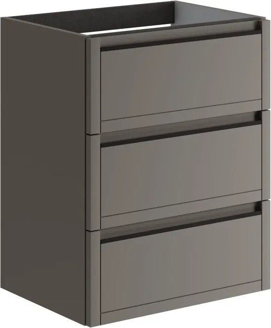 Mobile da bagno sospeso sotto lavabo L 59.5 x H 78 x P 45.5 cm grigio opaco, 3 cassetti TRATTO
