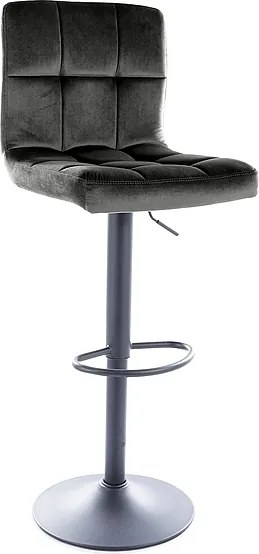 Sgabello bar C105 Velvet in velluto nero Bluvel 19 con struttura in metallo nero opaco – 42x96 cm