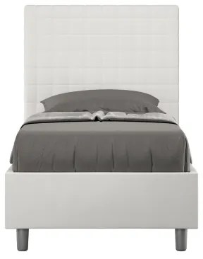 Letto contenitore imbottito 80x210 similpelle bianco Sunny