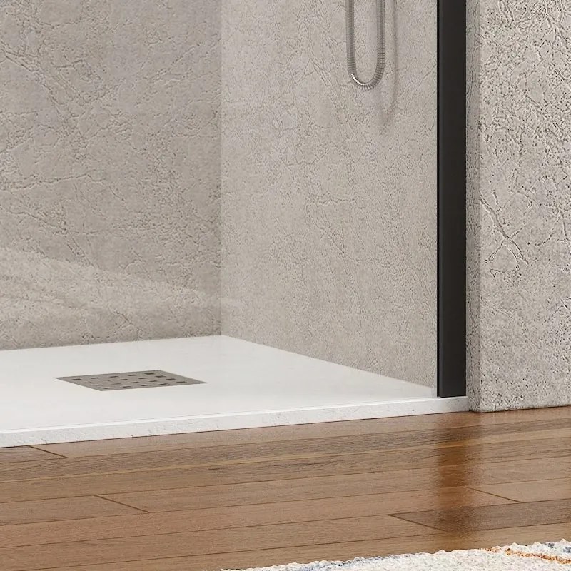 Parete doccia walk in 50 cm con profilo nero opaco | KW-100B - KAMALU