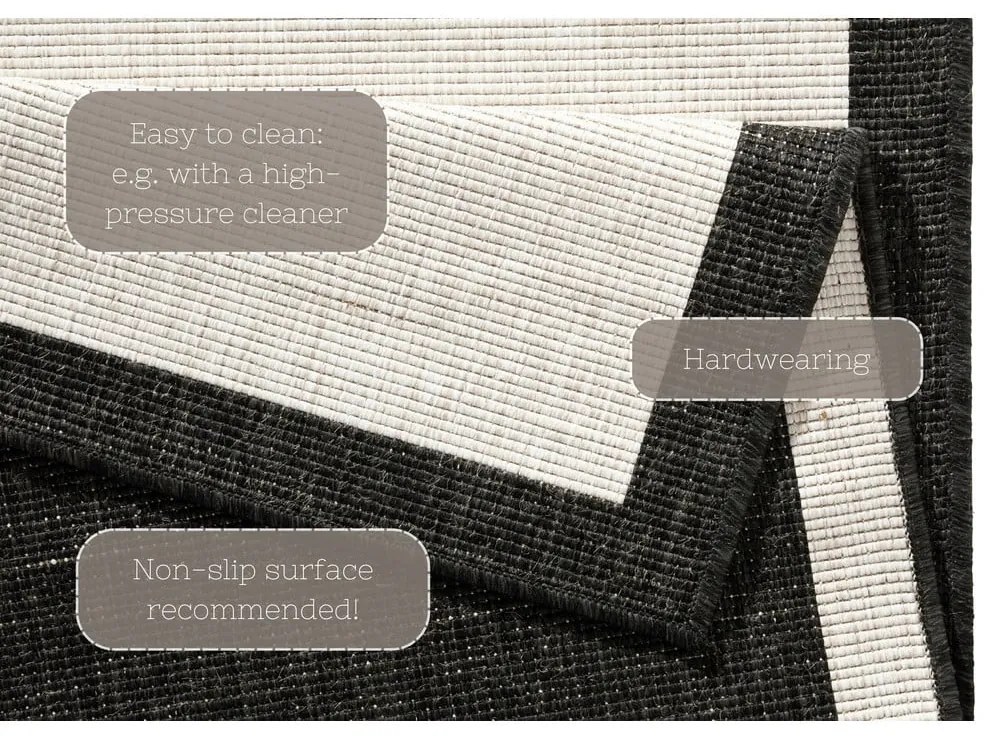 Tappeto da esterno nero e crema , 80 x 150 cm Panama - NORTHRUGS