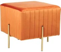 Pouf in velluto arancione con gambe in metallo dorato 45 x 45 cm camera da letto soggiorno elegante