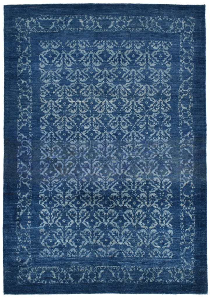 Loribaft Tappeto 150 x 220 Blu (Iran) Annodato A Mano