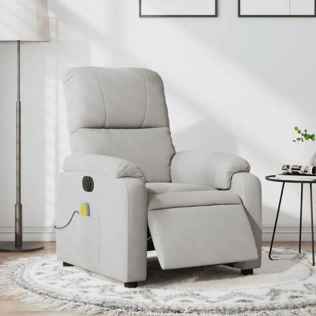 Poltrona Reclinante Massaggi Elettrica Grigio Chiaro Microfibra /