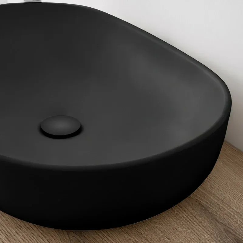 Lavabo da appoggio ovale 60x41 cm nero opaco Tokyo