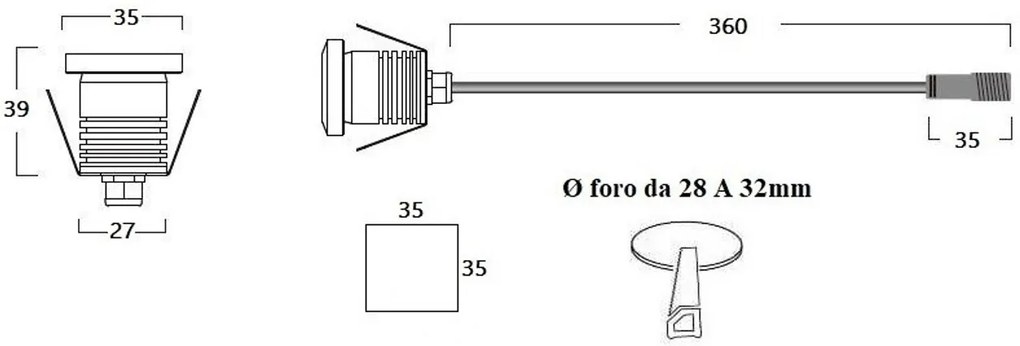 Faretto LED 1W IP65 Quadrato Luce Diffusa - Professional Colore Bianco Naturale 4.000K